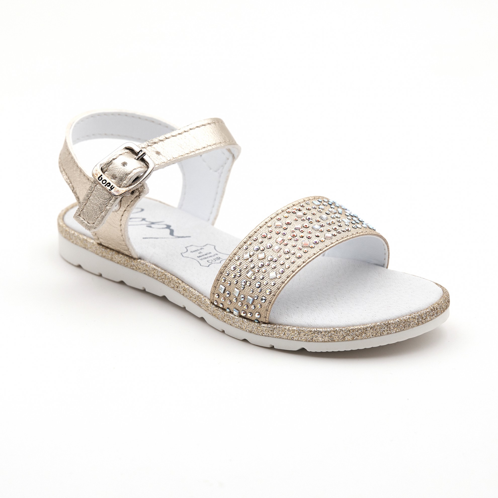Sandale elegante aurii cu pietricele | Minipas