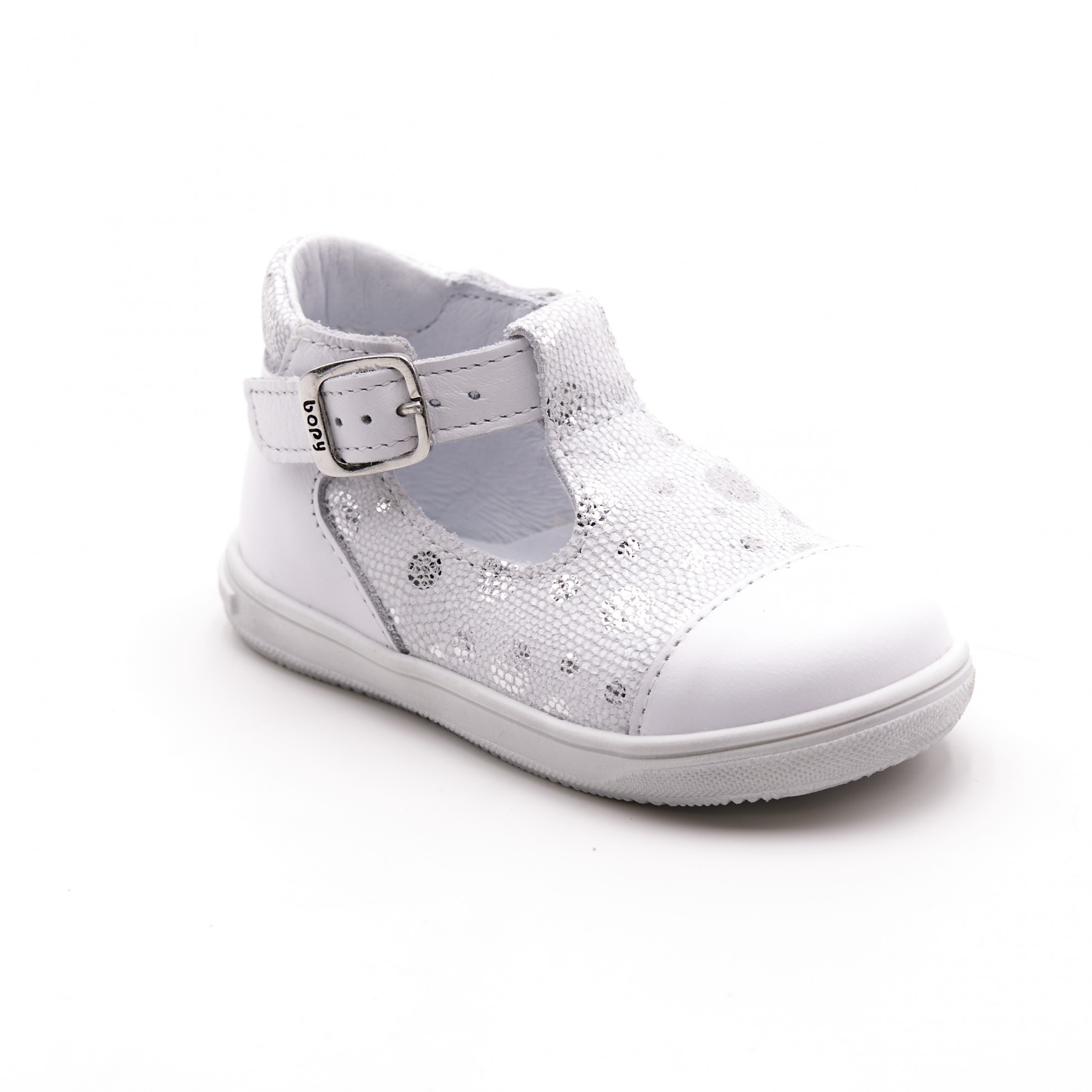 Pantofi decupati fete alb/argintiu