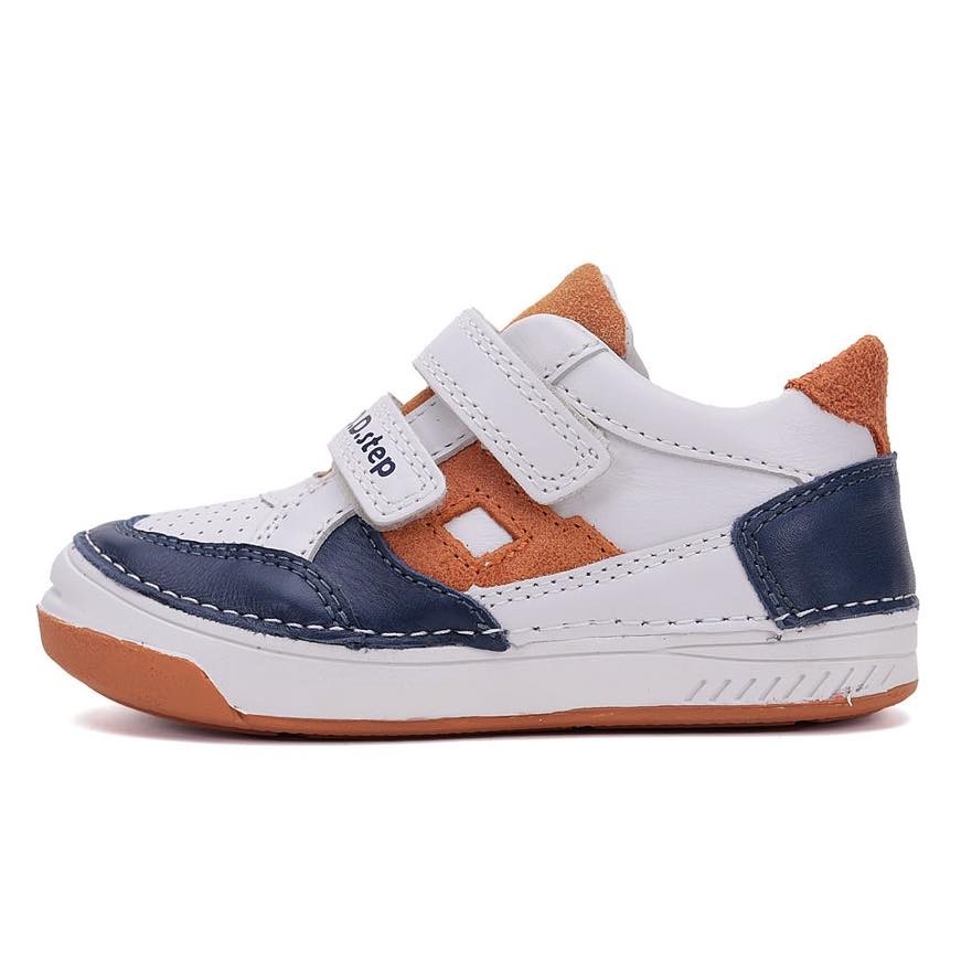Pantofi casual albi/bleumarin din piele naturala
