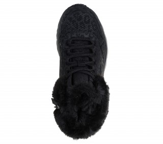 SKECHERS - GHETE NEGRE IMPRIMEU LEOPARD CU BLANITA EXTERIOR