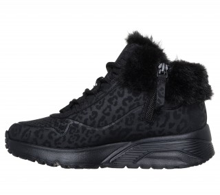 SKECHERS - GHETE NEGRE IMPRIMEU LEOPARD CU BLANITA EXTERIOR
