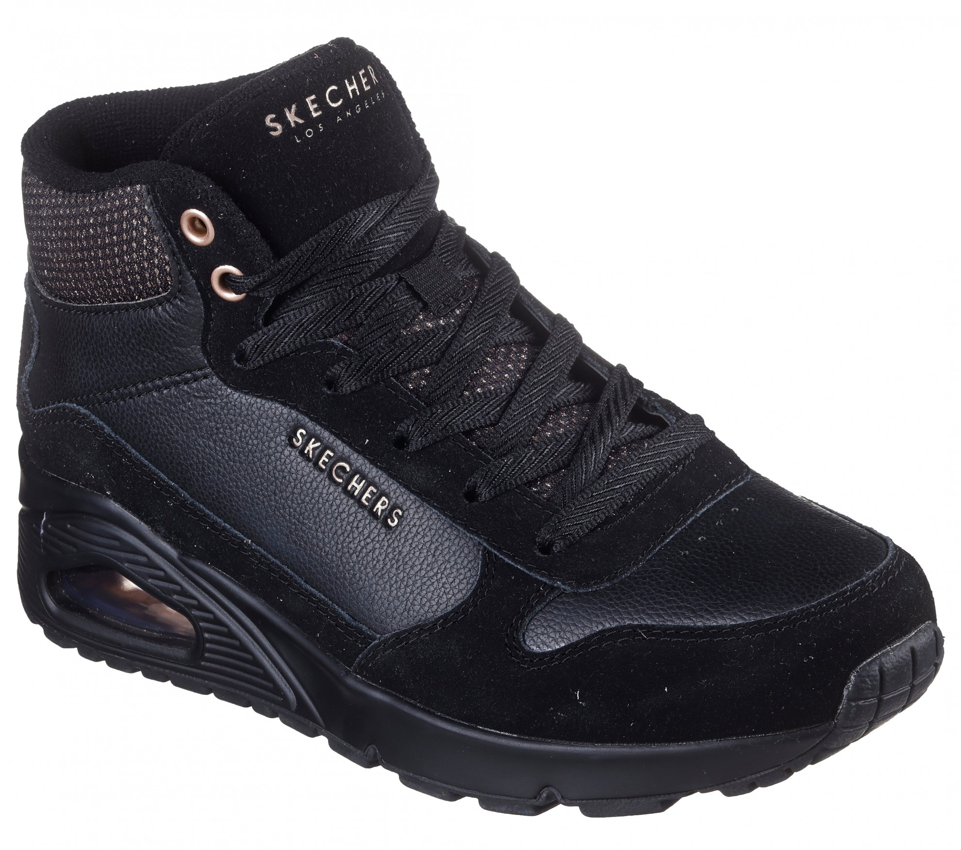 SKECHERS Ghete negre din piele naturala